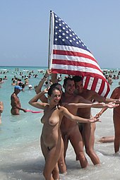 a group of naturists at haulover park beach usa