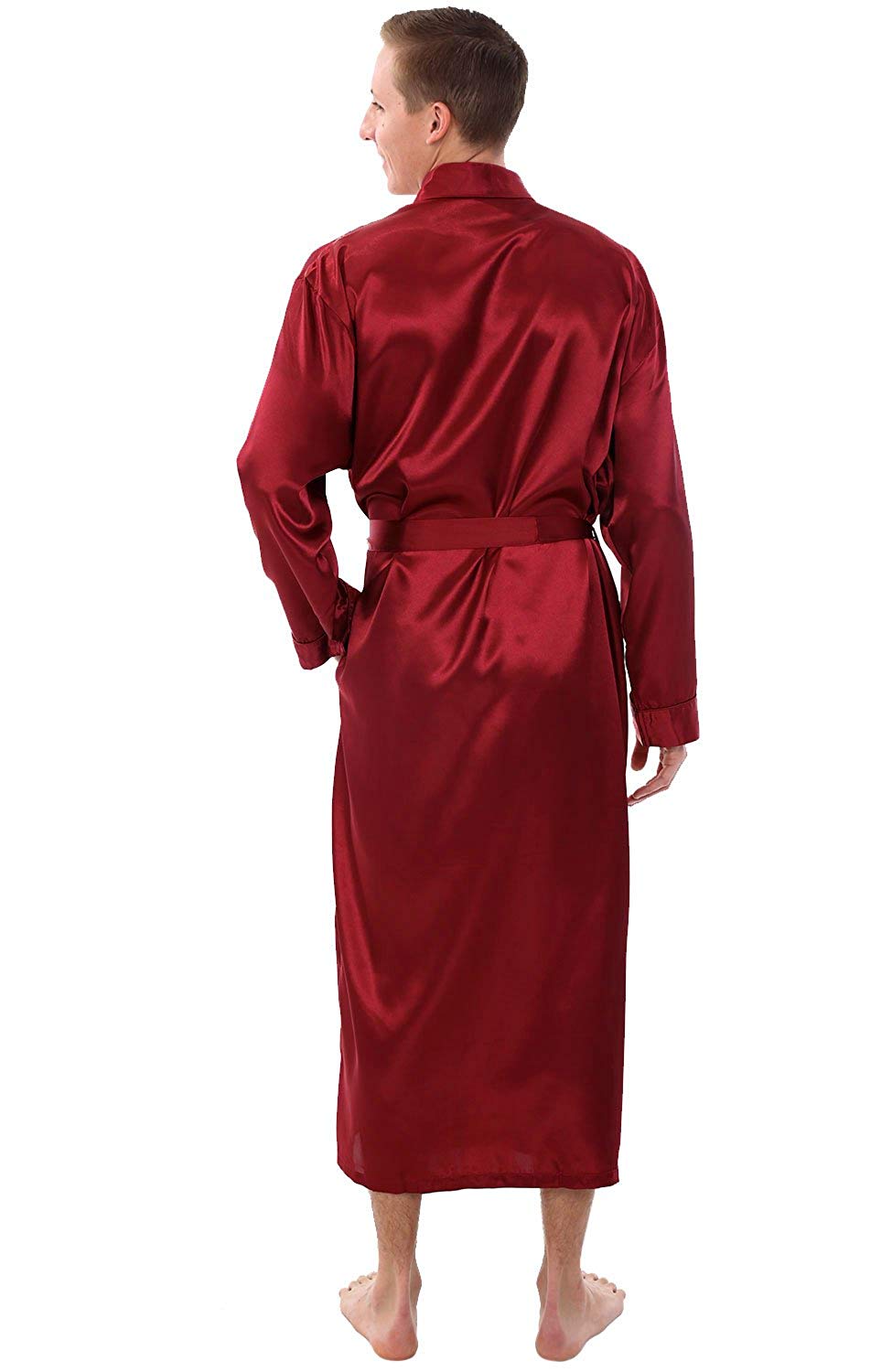 alexander del rossa mens satin robe long lightweight loungewear at amazon mens clothing store men silk robe