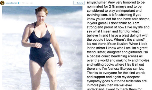 amy schumer response to barbie movie fat shaming internet trolls 1
