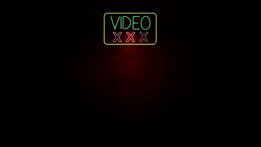 animation of video neon sign flickering at urban wall with red light in the night stock footage video shutterstock