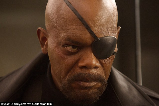 as hero nick fury jackson gives a nasty glare in a still from captain america