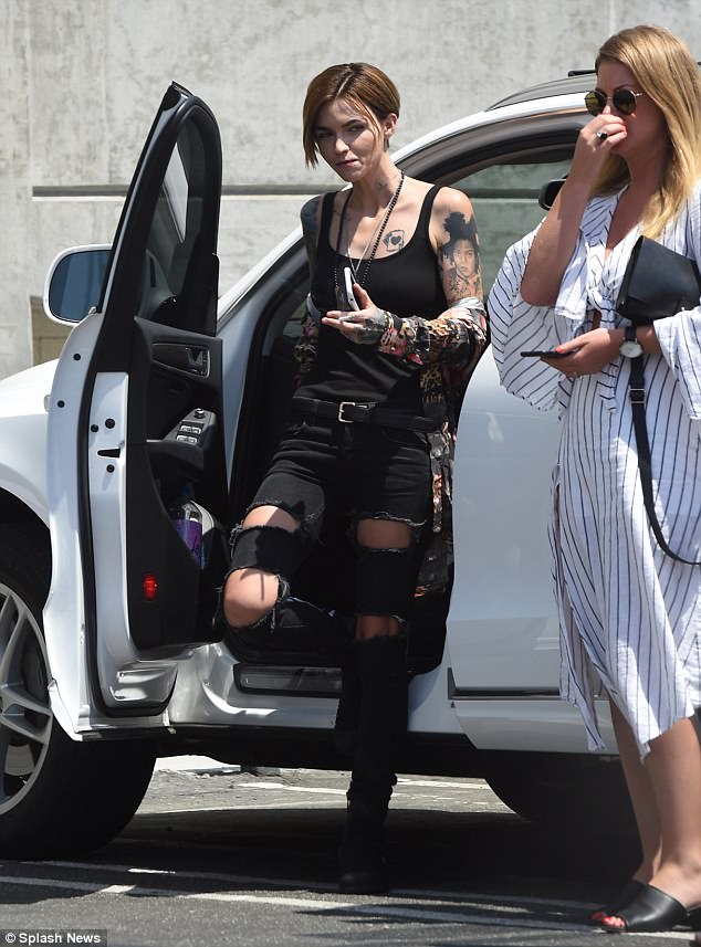 australian actress ruby rose has shown off her detailed tattoo arms sleeves