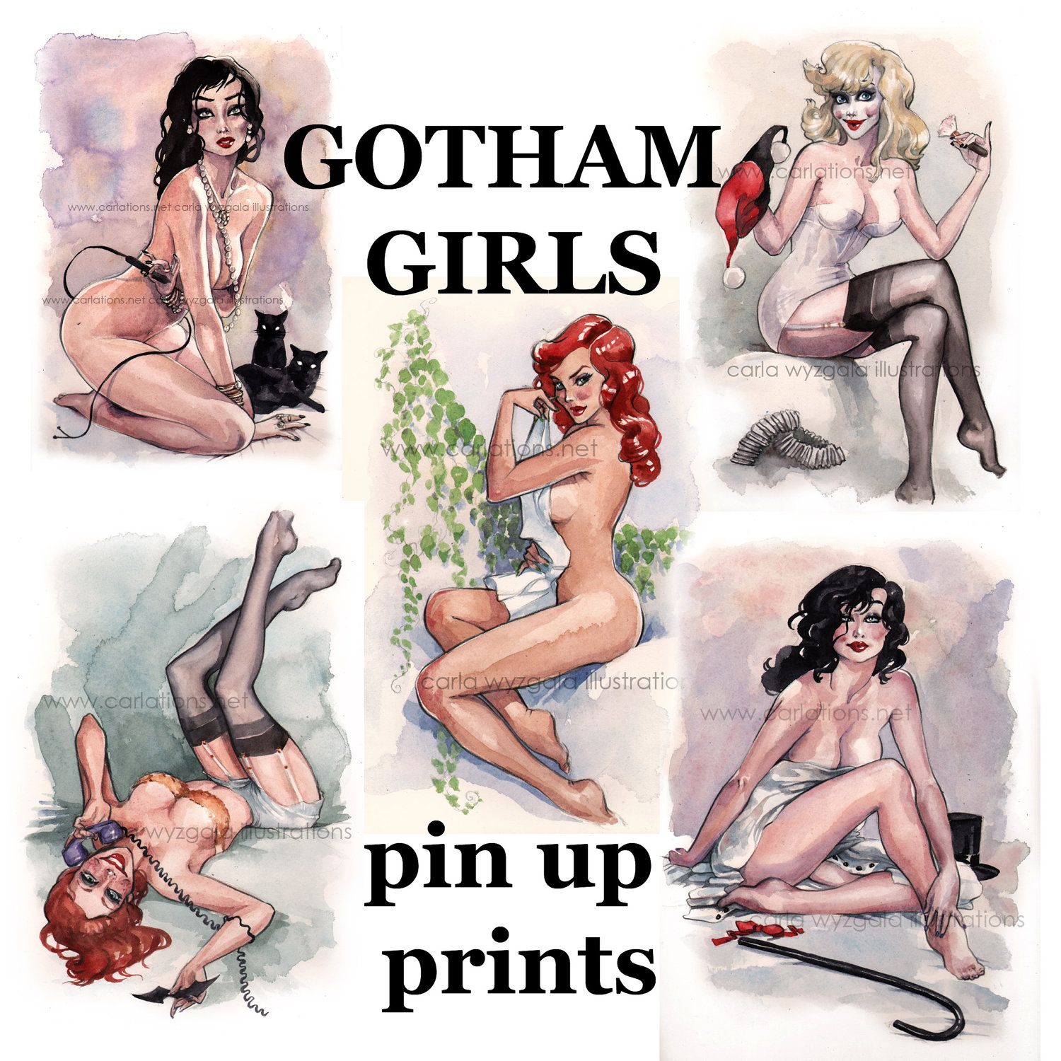 batman pin up prints carlationsart on etsy comic
