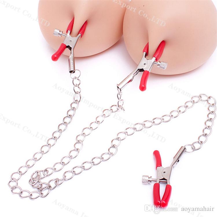 bdsm bondage nipple clamps clit clamps set with metal chain sex