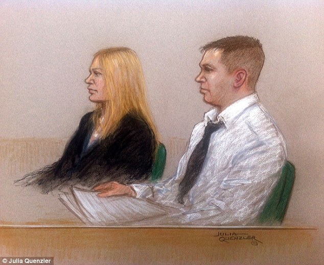ben butler and jennie gray are depicted above in a court sketch from the ongoing trial