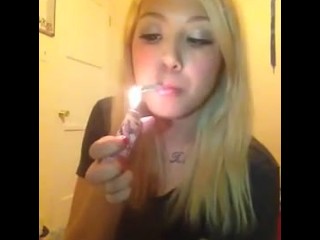 blondi girl smoking cigarette