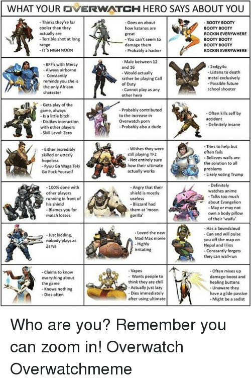 booty chill and definitely what your overwatch hero says about you thinks they