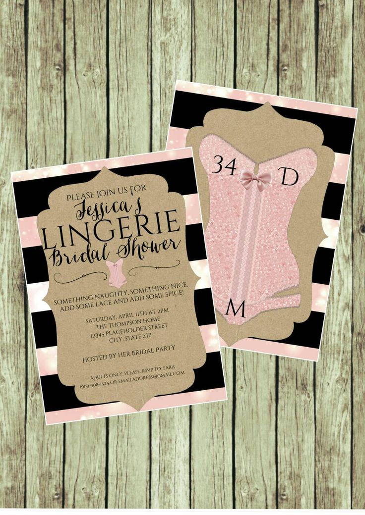 bridal shower invite lingerie party diy printable file pink and black creativekittle