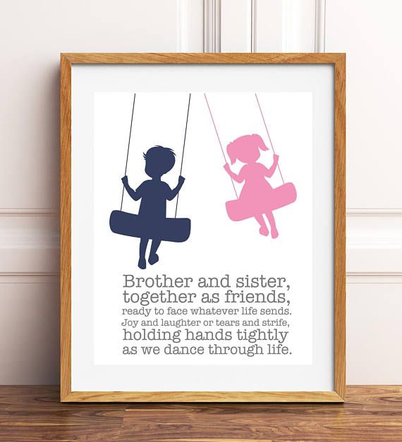 brother and sister wall art big brother siblings art personalized kids art