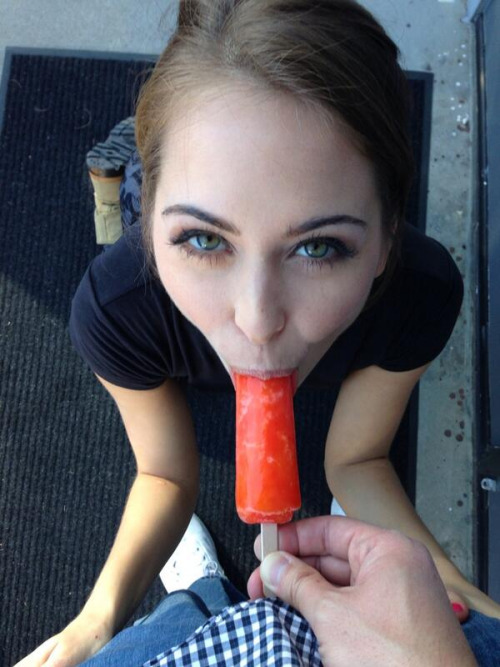 brunette blue eyes porn beautiful brunette with blue eyes sucking on a popsicle like shes