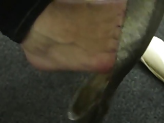 candid teen shoeplay dangling close up college library feet