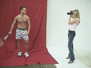 cfnm man has to strip naked for female photographer