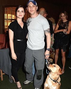 charlotte riley and tom hardy with woody at the launch party of the blag clothing label