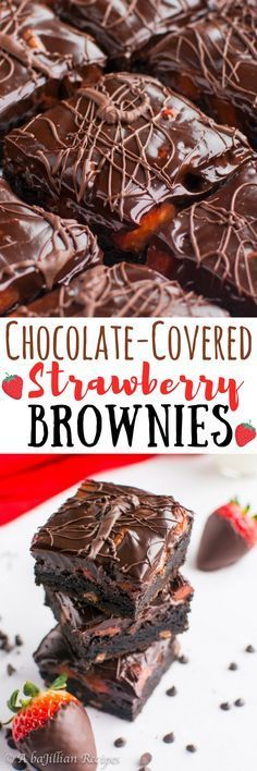 chocolate covered strawberry brownies a bajillian recipes collage