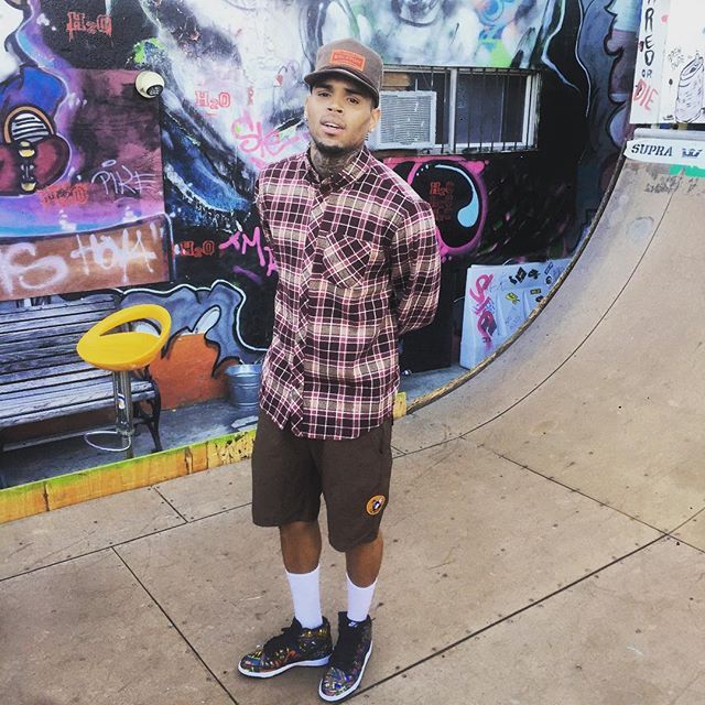 chris brown wearing the grail concepts nike dunk high