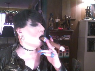 cigar smoking in leather jacket