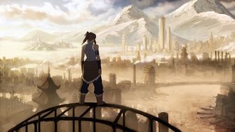 concept art of korra overlooking republic city released after the announcement of the series