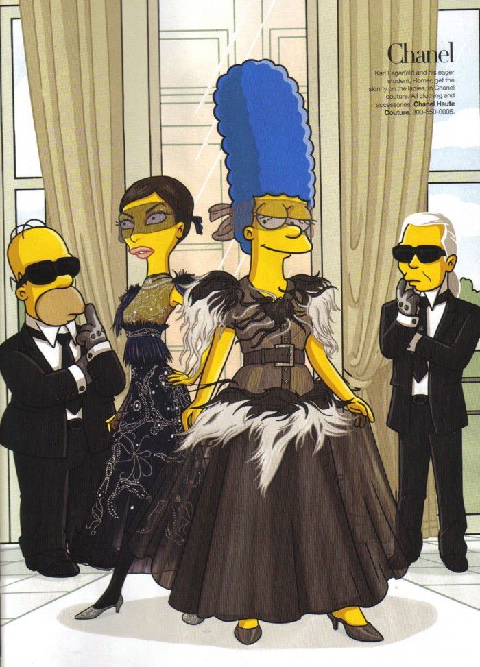 coordinating chanel couture looks with marge simpson for harpers bazaar gotta love fashion