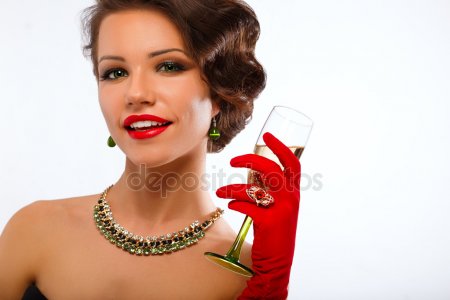 depositphotos sexy model woman with glass