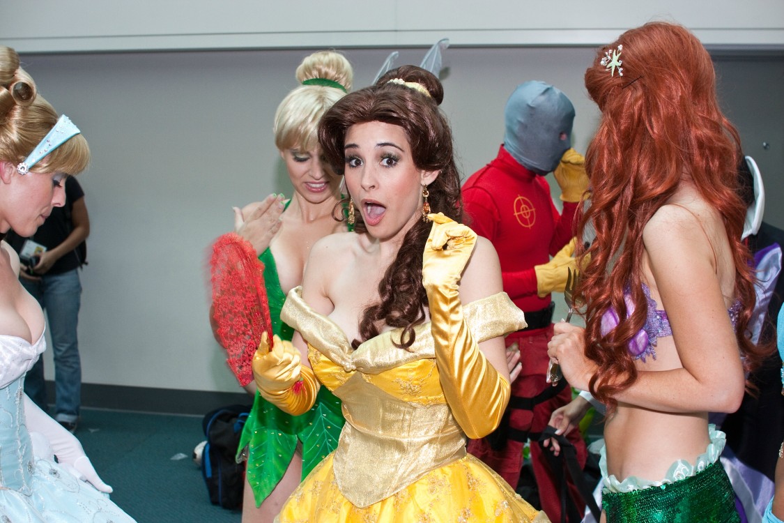 disney princess sexy cosplay beauty and the beast belle surprised geek tits shelf porn