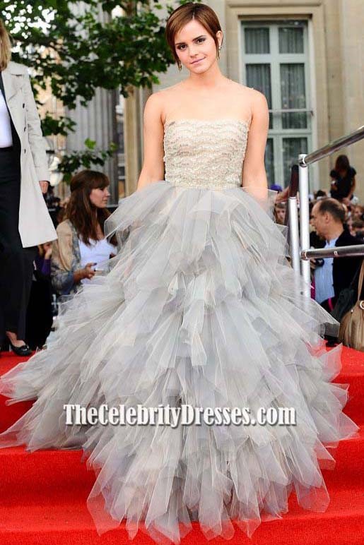 emma watson tulle prom dress harry potter and the deathly hallows part london premiere