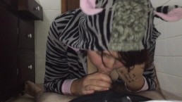 face fucking furry teen in a zebra onesie with cumshot 2