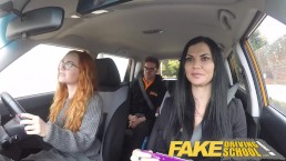 fake driving school readhead teen lets busty examiner have her way 1