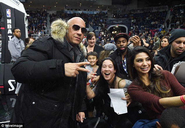 fan favourite the hollywood star posed with fans on saturday at the nba all