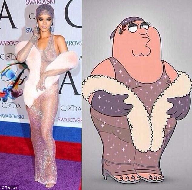 fashion face off peter griffin has bravely taken on rihanna in the stars now infamous