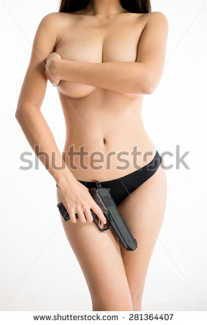gun girl sexy big breast nude stock photo shutterstock 2