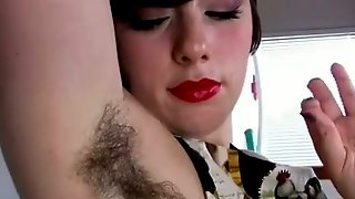 hairy armpits and bushy pussy of thick girl look awesome