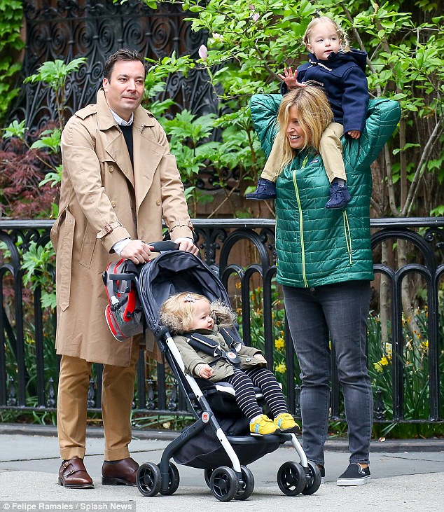 happy family jimmy fallon and wife nancy juvonen appeared to be a model happy family