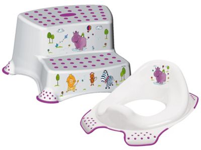 happy friends hippo toddler toilet training seat double step stool combo white