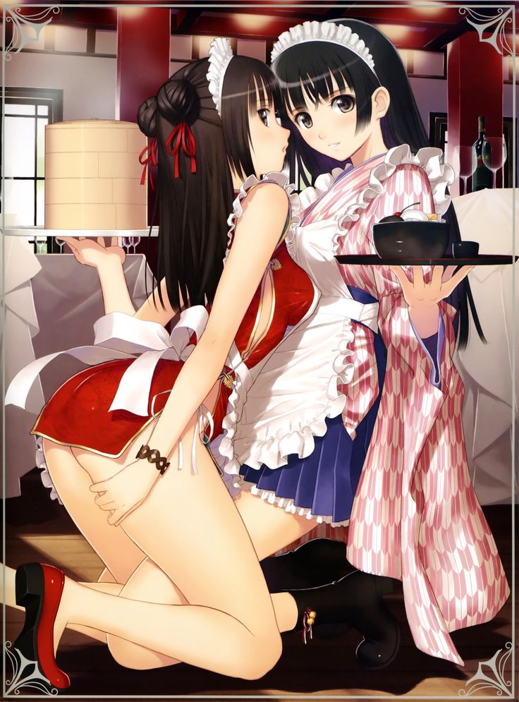 here is a cute ecchi yuri anime wallpaper both cuties look adorable as they are