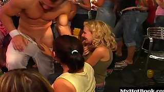 hottest ladies caressing and jerking dick of muscular stripper