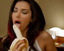implied flirty cute girl eats banana naughty pic photo print