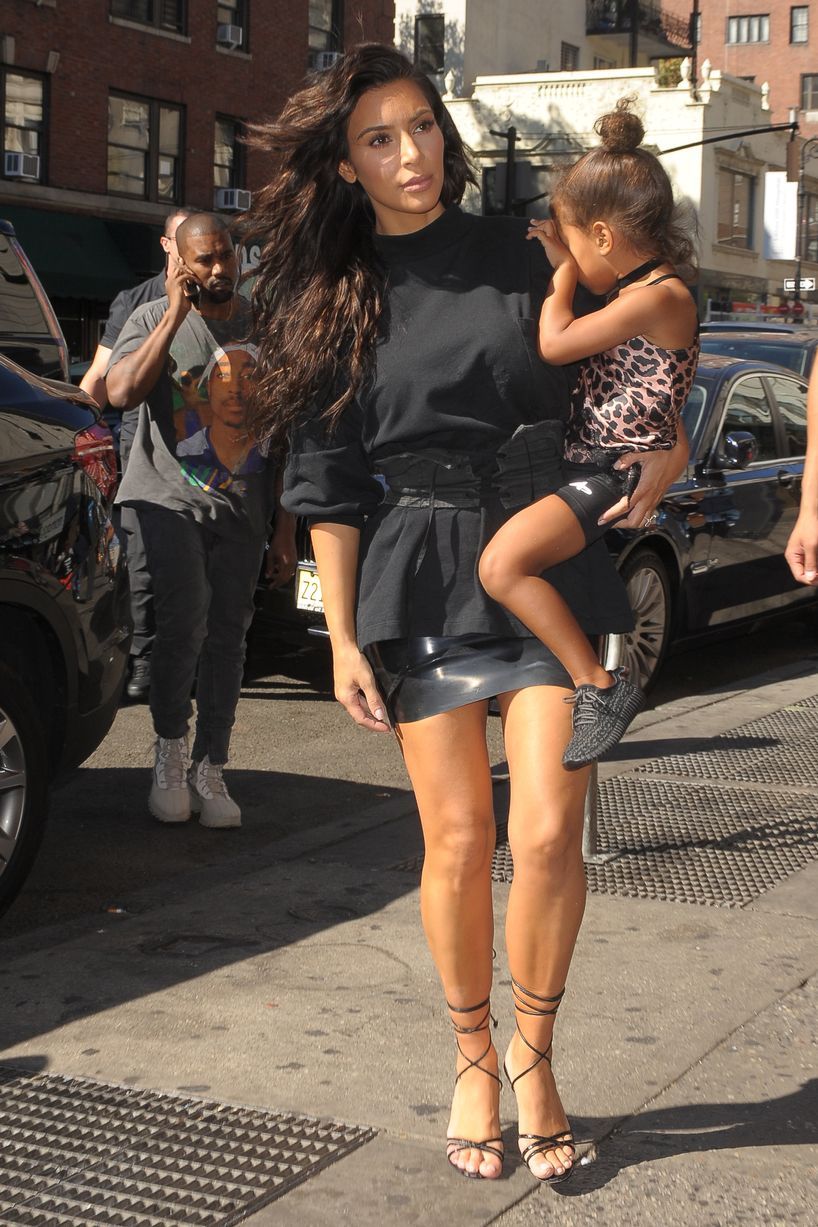 kim kardashian and kanye west with kids north and saint west at serendipity restaurant in new