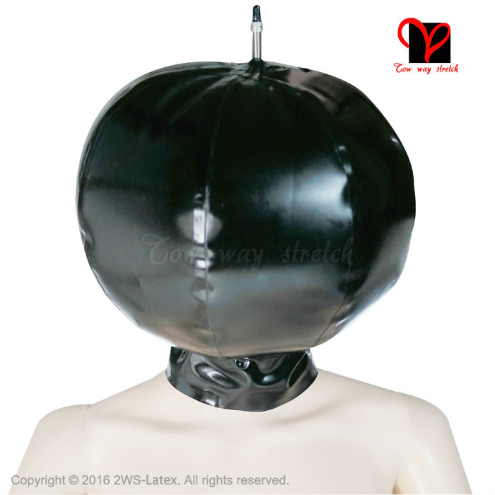 latex inflatable hoods sexy black balloon cocoon rubber ball masks fetish bondage headgear plus size