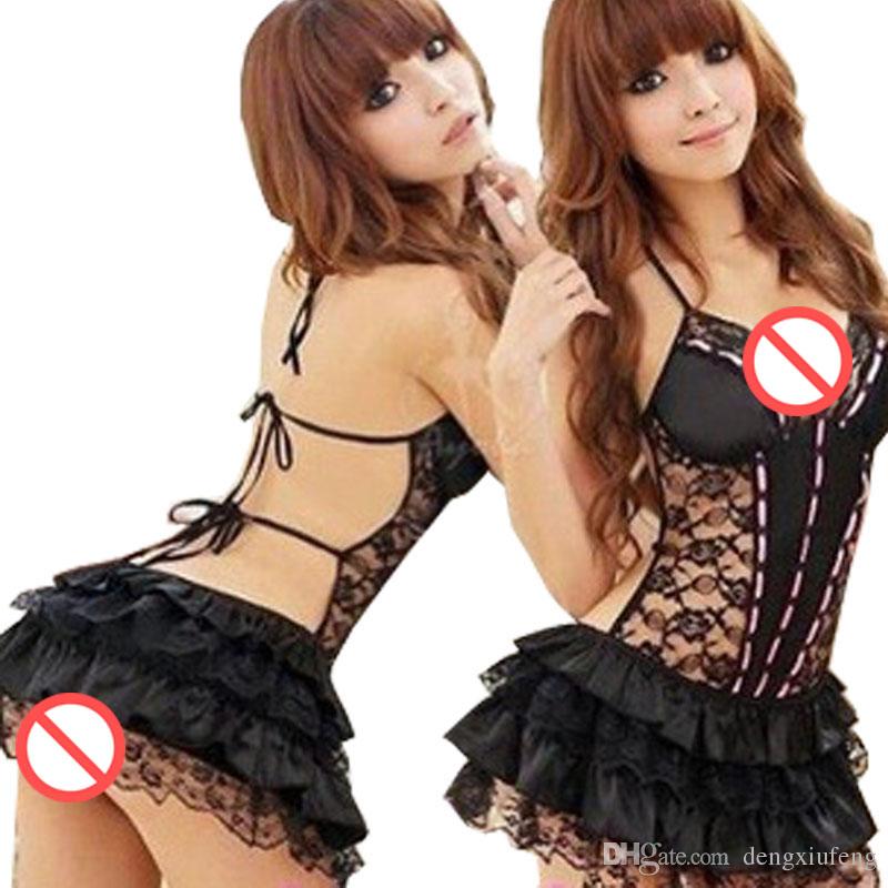 leechee women langerie fantastic erotic black lace babydoll erotic underwear porn lenceria porno costumes 2