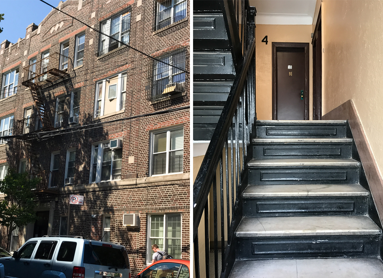 left a recent photo of the building right the stairs going up to our apartment