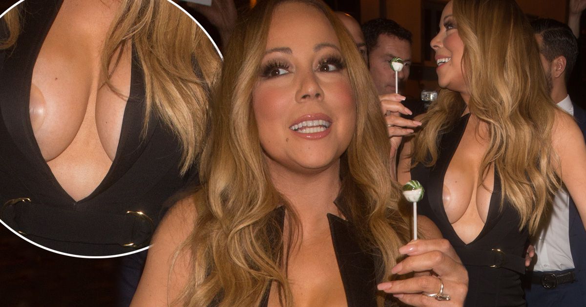 mariah carey hot wardrobe malfunction unleashes her topless boobs in paris night out upskirt photos