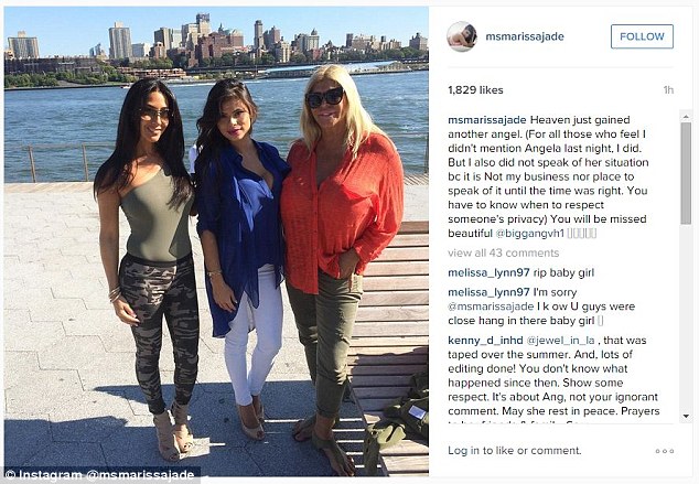marissa jade also posted a photo with her and big ang to instagram sharing how much