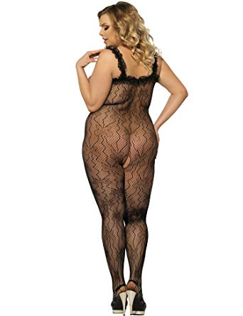 maxde plus size sexy lingerie bodystocking for women for sex crotchless net suspender small
