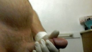 men gay latex gloves masturbating