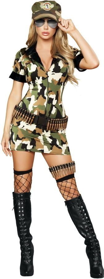 new sexy womens militia army soldier pilot camo babe military halloween costume