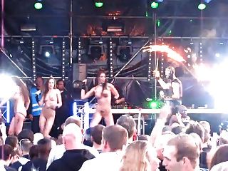 nude on stage gogo girls at rave techno concert tmb