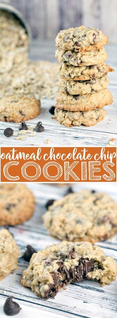 oatmeal chocolate chip cookies thick and chewy with soft centers and barely crispy exterior