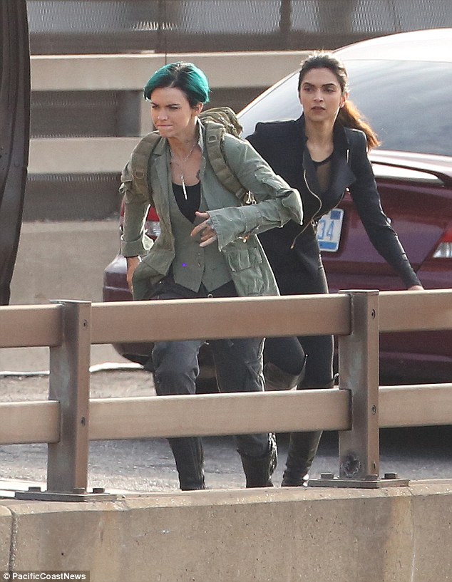 on set on wednesday ruby rose and bollywood actress deepika padukone were spotted