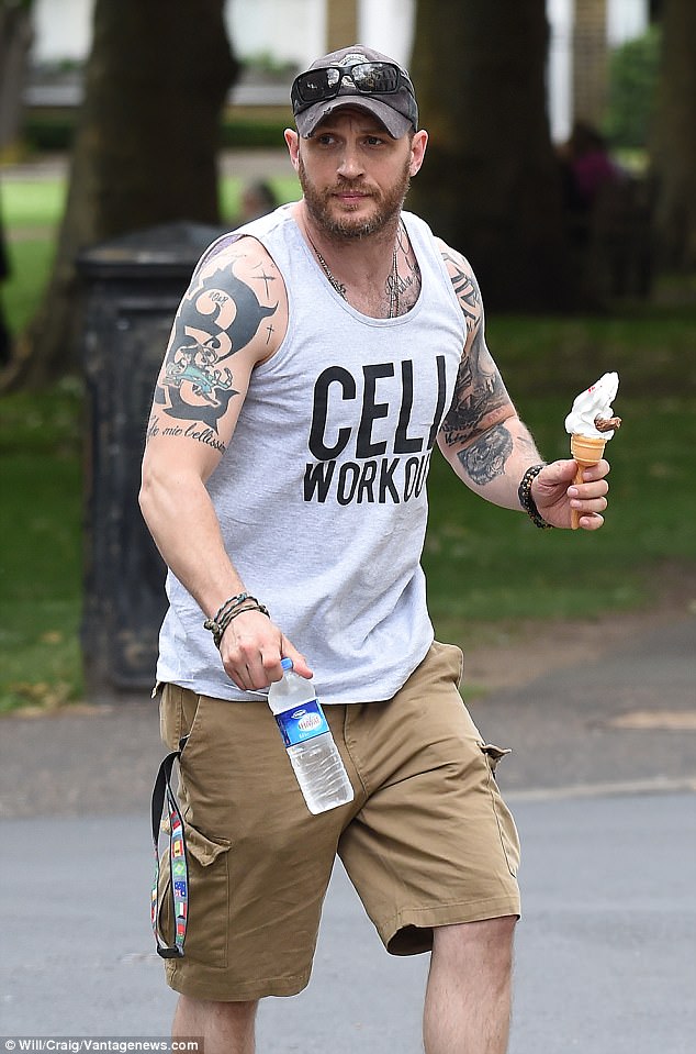 out and about tom hardy was showing off his sweeter side while visiting his local