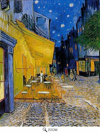 painting reproduction of cafe terrace at night vincent van gogh